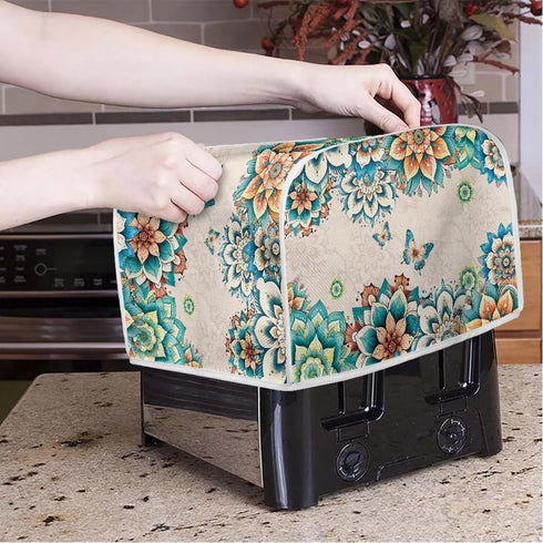 Boho Butterfly Print 4 Slice Toaster Cover, Anti-Sputtering Dust Cover, Washable Kitchen Appliance Protector