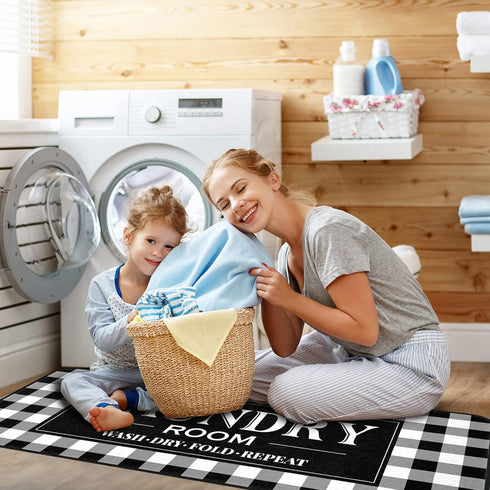 Rug Runner Non Slip Floor Mat - 20 x 47 inch, Mudroom Kitchen Bathroom Decor Accessories (Buffalo Plaid)