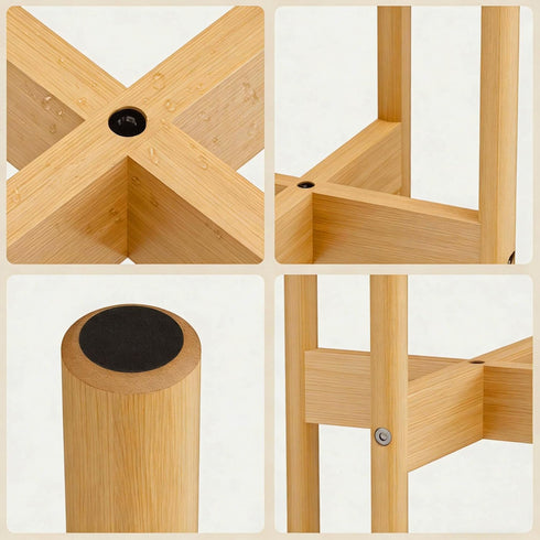 2 Pack 12 Inch ALIGADO Bamboo Plant Stands Indoor, for Up to Pots, Built to Fit Corners, Sturdy & Stable Design