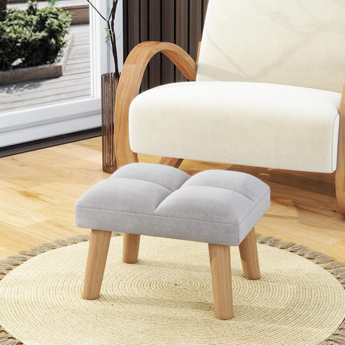 15.74" D11.81" W10.62" UHBD032G YMYNY Footstool, Small Ottoman Stool Chair with Wooden Legs, Modern Padded Sofa Seat