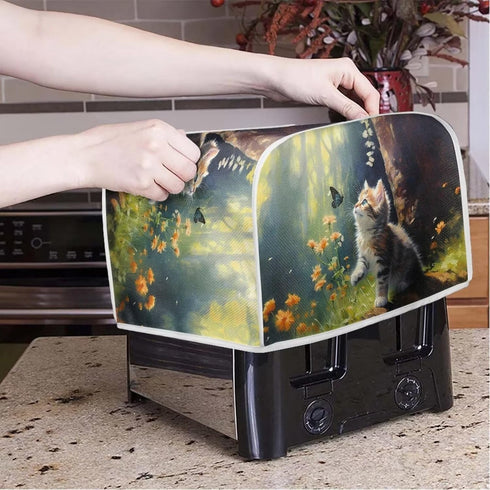Cat Butterfly Printed Toaster Cover for Anti-Dust & Fingerprint, Cute Kitchen Small Appliance Decor