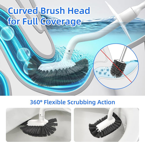 LZLOOK Set Toilet Brush and Holder with Pumice Stone Long Handle Toilet Bowl Brush, Anti-Splash Scrubber, Ventilated