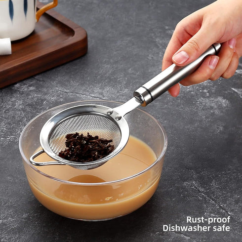 304 Stainless Steel Fine Mesh Strainers for Kitchen, Colander-Skimmer with Handle, Sieve Sifters for Food, Tea, Rice