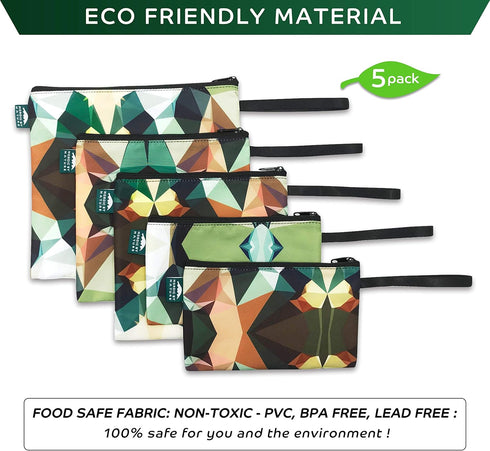 Nordic By Nature Dual Layer Reusable Sandwich & Snack Bags, BPA-Free School Lunch Bags for Kids & Adults