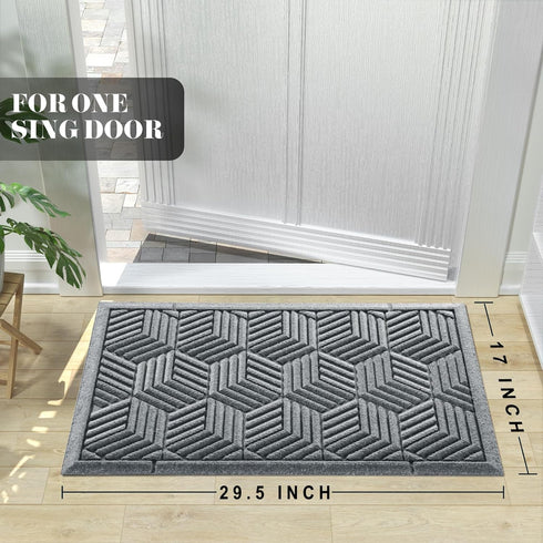 Yimobra Front Entrance Door Mat, All-Season Heavy Duty Outdoor Indoor Entryway Floor Mat, Sturdy Natural Rubber, Non Slip, Resist Dirt, Water Absorption, Easy Clean, 29.5x17 Inch, Black Gray by Yimobra