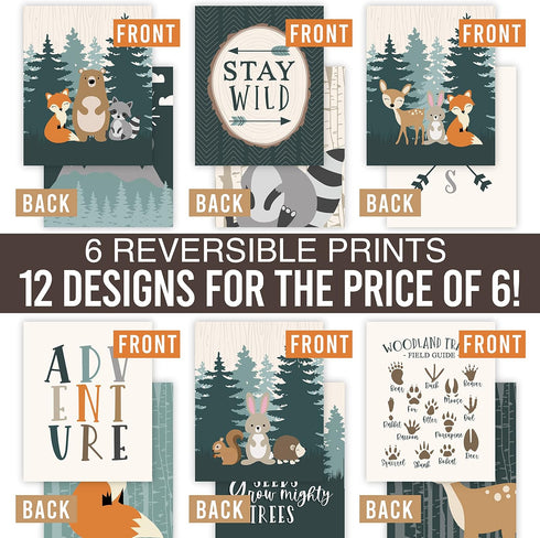 6 Hadley Designs Adventure Nursery Wall Decor - Reversible Unframed Baby Boy Nursery Decor, Mountain Decors for Boys