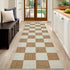 EcoNest 2x3 Washable Door Mat Indoor Entrance Checkered Rug, Beige and White Area Rug,Low Pile Lightweight Indoor