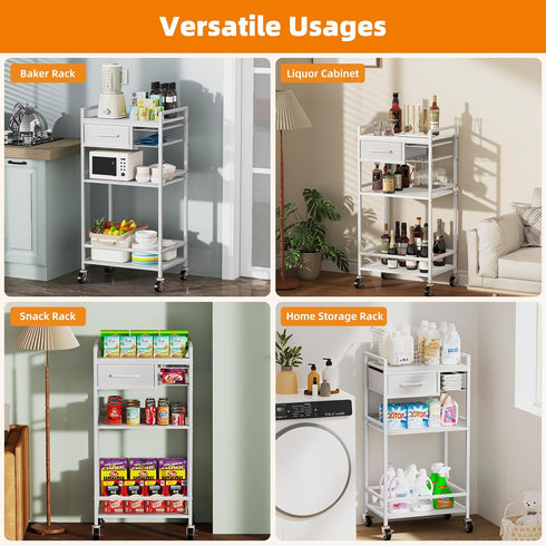 4-Tier 33" Housolution Coffee Bar Cart with Storage, H Coffee Station Cabinet with Pod Drawers for Nespresso Vertuo