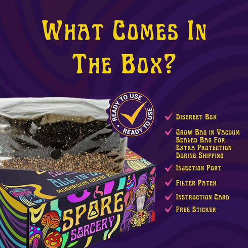 2 LB 16oz SPORE SORCERY All-in-One Grow Bag: Up to of Mushrooms! Nutrient-Enhanced, Injection Port, Just Add Your Own