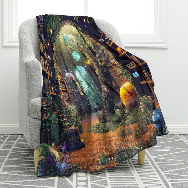 Jekeno Starry Sky Planet Bookshelf Blanket Gifts for Women Men Kids Halloween