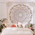 Simpkeely Sketched Floral Medallion Tapestry, Bohemian Mandala Wall Hanging for Home Décor, 59.1 x 59.1 Inches (Mauve)