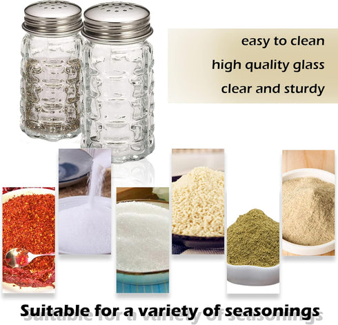 Retro Style Salt and Pepper Shakers with Stainless Tops, 2