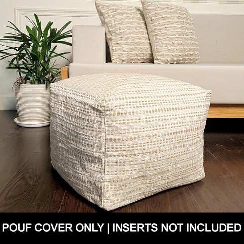 Cozy 16.5" 16.5"x 12.9", Chardin home Unstuffed Ottoman, & Bohemian Pouf Covers, Hand Crafted Casual Seating, Footrest