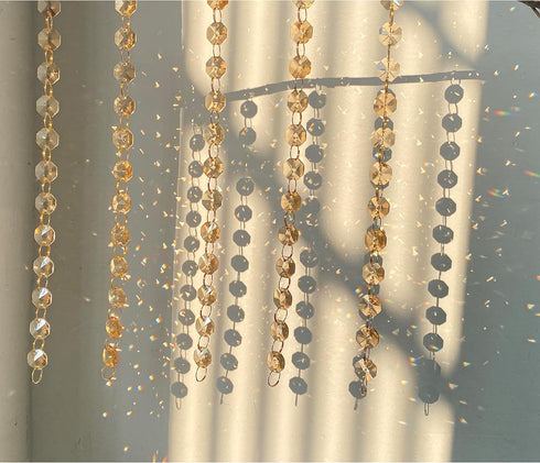 Lianggefun 6Ft Crystal Chandelier Parts Beads,Hanging Crystal Beads Chain Garland,Door Curtain,Candlestick,Party