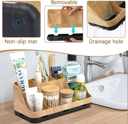 Bathroom Organizers and Storage, Detachable 7 Slots Kids Electric Toothbrush and Toothpaste Holder for Bathroom