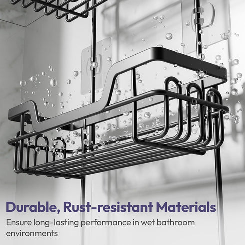 3 16 SWTYMIKI Bathroom Shower Caddy Hanging - Tier Rustproof Over Shower Head Organizer, No Drilling Bathroom Shelf