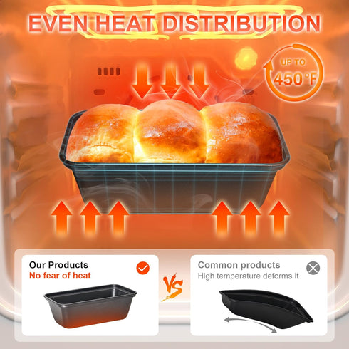 HONGBAKE Mini Loaf Pan for Baking Bread, 6 x 3.3 x 2 In Nonstick Small Tins Set of 3, Dark Grey