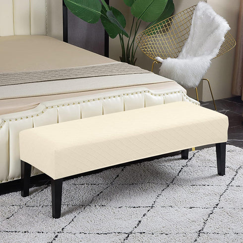 Lebaley 42-54 inch 14-18" Stretch Jacquard Ottoman & Bench Cover Removable Washable Slipcover for Rectangular Benches