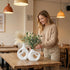 Set 2, 8.5in White Heart Shaped Hollow Ceramic Vase of Modern Nordic Boho Style Vases Home Decor for Table Centerpiece