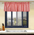 Buffalo Red and White Check Kitchen Window Valance - 2 Pack Half Short Gingham Plaid Home Decor Curtain