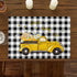 Sweet Honey Bee Placemats Set of 6, Washable Heat-Proof Table Mats for Kitchen Dinner Banquet, Summer Bee Yellow Truck