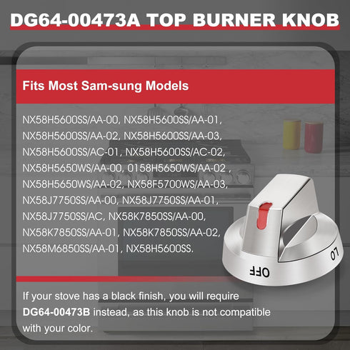 TOMOON DG64-00473A Range Stove Knobs Replacements for Samsung Gas Range Oven, Stainless Steel Control Dial