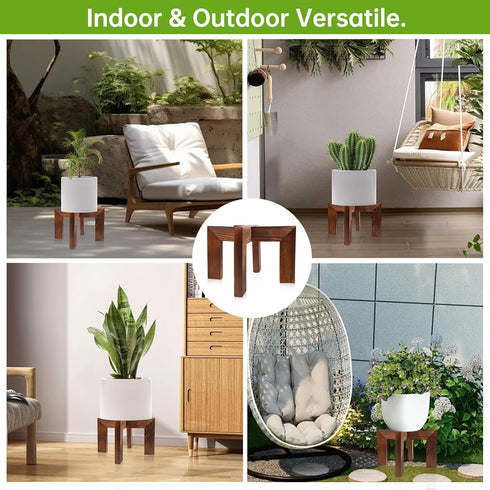 Wood Plant Stand for Indoor/Outdoor, Large Size Sturdy Flower Pot Holder, Fits Most Flower Pots (1 Pack)