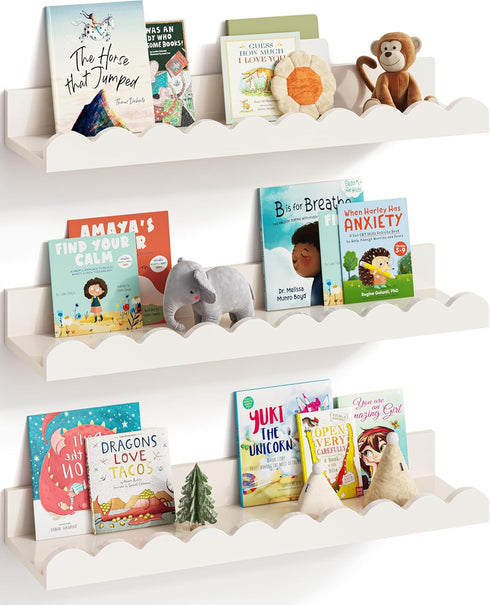 G&W Gruwald Nursery Book Shelves, Set of 3, Nursery Decor for Baby and Toddler,