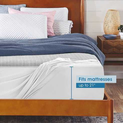 8"-21", TASTELIFE Waterproof Mattress Protector Queen Size, Premium Breathable Bed Cover with Deep Pocket Noiseless