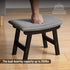Stylish Bamboo Footrest Ottoman with Gray Cushion and Black Legs - Small Size