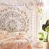 Simpkeely Sketched Floral Medallion Tapestry, Bohemian Mandala Wall Hanging for Home Décor, 59.1 x 59.1 Inches (Mauve)