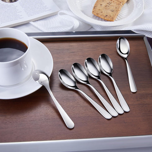 KEAWELL Premium Louise Demitasse Espresso Spoons, 18/10 Stainless Steel, Dishwasher Safe (4.7 inches, 6)