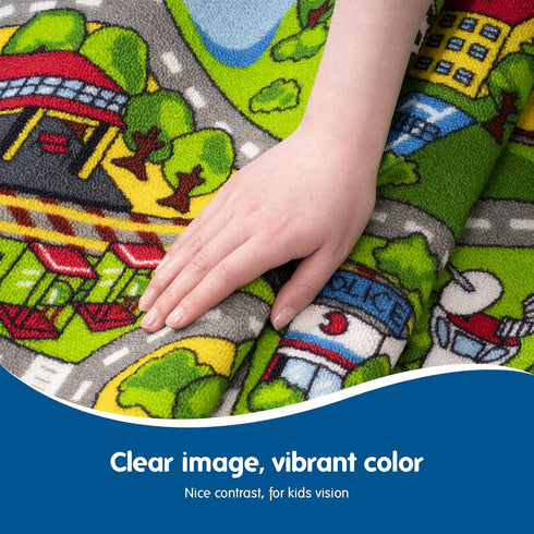 60"x32",Train Booooom Jackson Car Rug with Exquisite Box,Washable Rug Kids Area Rug Play Mat Track Car Mat,Children Non