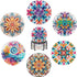 Boho Coasters Set of 6, Coasters for Drinks Absorbent Stone with Holder,