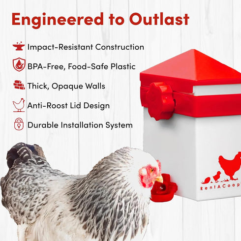 64oz (2 2 RentACoop Liter) Chicken Drinker with Versatile Nipples - Ideal for Baby Chicks, Quail, Small Birds