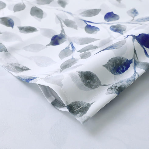 Valance for Windows, Watercolor Leaves Print Rod Pocket, 52 x 14 Inches, Blue/Gray