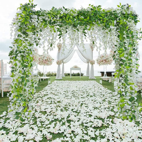 HANDIC Wisteria Garland 5pack - 33Ft Artificial Fake Wisteria Vine Hanging Flowers Fake Vines Plants