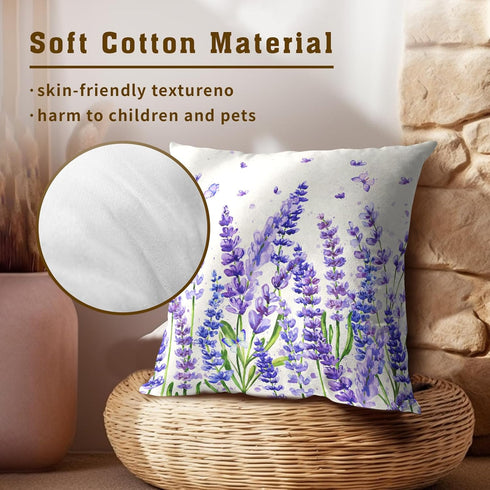 Sweetshow Spring/Summer 18 18 Inches Set 2 Purple Lavender Pillowcovers Purple Flowers Leaves Throw Pillow Covers