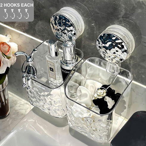 AYWSTC 2 Pack 2 Suction Cup Shower Caddy, Wall Mounted Suction Electric Toothbrush Holder for Bathroom, Clear Shower