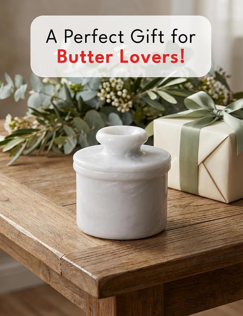 4.25'' Inches Counter Counter Radicaln Marble Butter Keeper White Handmade French Butter Holder For Kitchen Decor Ideal