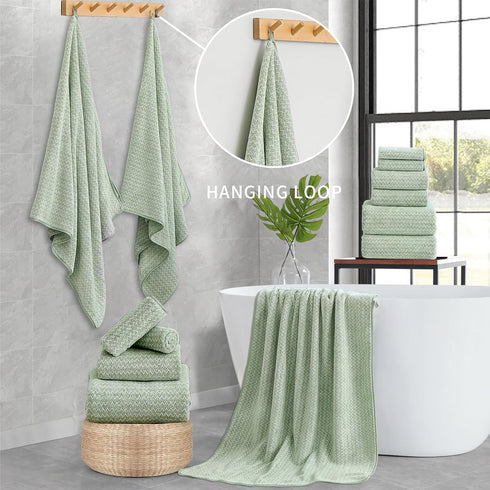 Set,12 (4 Towels,4 Towels,4 Set Ultra Soft Bath Towel Piece Bath Hand Washcloths) Family Bathroom Towels with Hanging