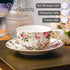 Set 6 (7 oz), Set 6, BTaT- Floral Tea Cups and Saucers of Porcelain Tea Cups of Modern Midnight Floral Design with Gold