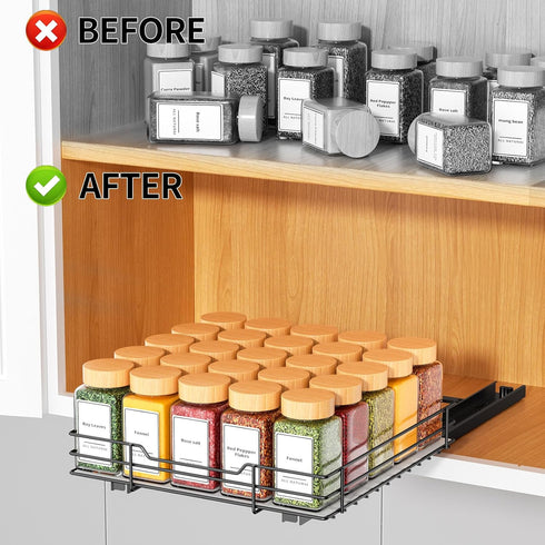 RCHYFEED Pull Out Spice Rack Organizer - Heavy Duty Slide Out Spice Organization for Kitchen and Pantry Cabinets