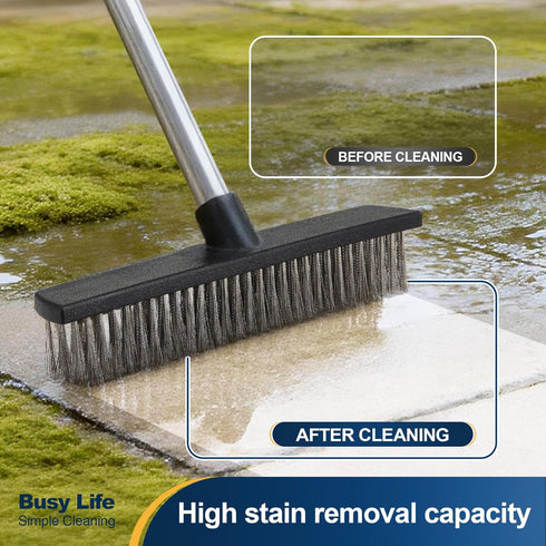 65" Yocada Stainless Steel Wire Scrub Brush with Long Handle Heavy Duty Outdoor Wire Metal Brush Scrubber Broom