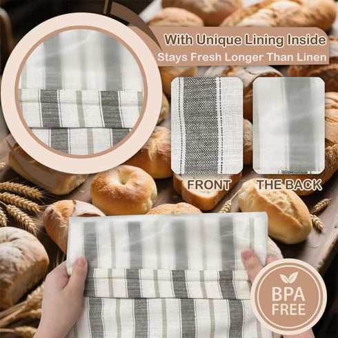 Duthcbw 1 Premium Bread Bags for Homemade Loaves, XL Reusable Linen with Plastic Lining, Equipped with Convenient