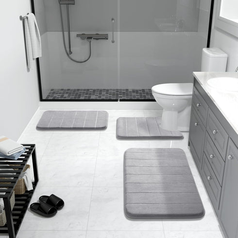 Yimobra Memory Foam Bath Mat, Super Soft Absorbent Non Slip Bathroom Rug 24x17 Inch, Gray