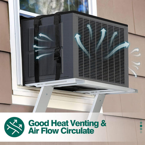 Waterproof Window Air Conditioner Cover for Outside, Detachable Drip Cushions, All Seasons AC Protection