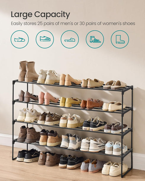4-Tier 25-30 11.8 46.1 28.4 Inches, ULSA034B01 SONGMICS Shoe Rack, Shoe Organizer, Metal Storage Shelf, Upright