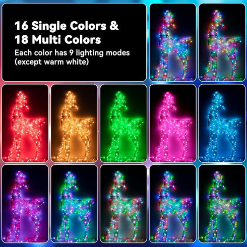 LitHome 200LED 66FT 9 4th Led Christmas Fairy Lights Plug in, Color Changing Fairy Lights with Remote, Modes Led