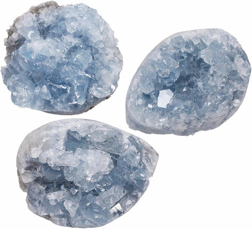 rockcloud Large Natural Raw Blue Celestite Mineral Healing Crystal Cluster Geode Irregular Home Decoration Specimen
